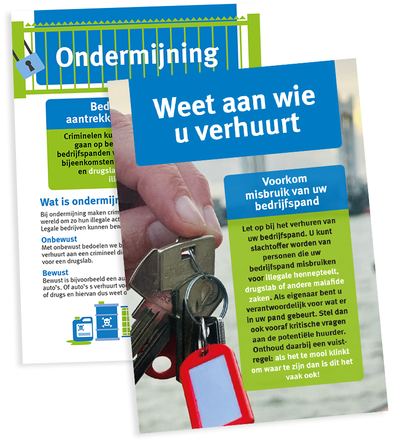 Covers folder Ondermijning en Verhuren voor ondernemers gemeente Zwijndrecht 