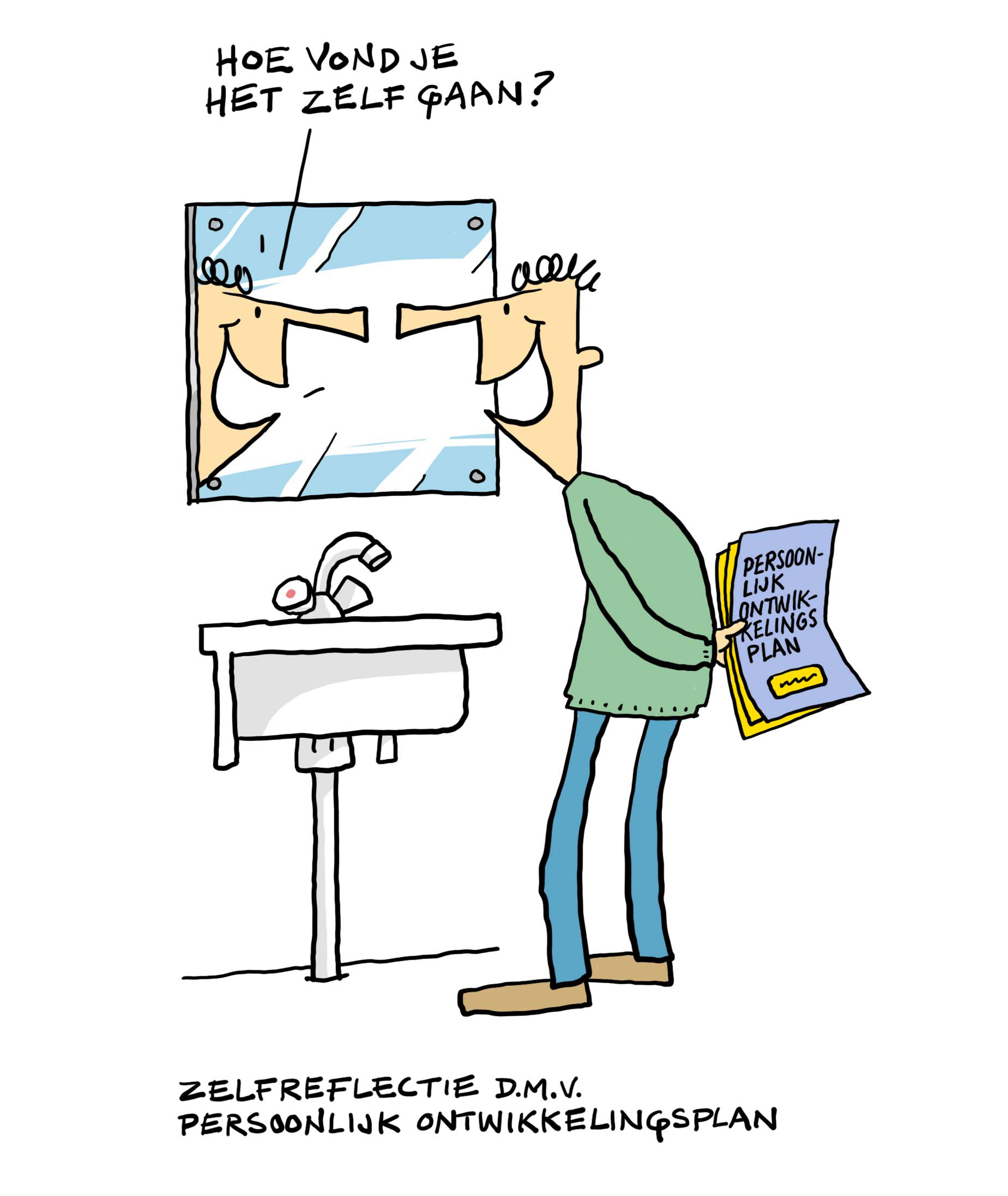 Cartoon Zelfreflectie Onderwijsinstelling Pit